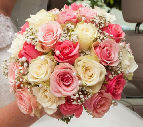 Brautstrauß weiß/rosa